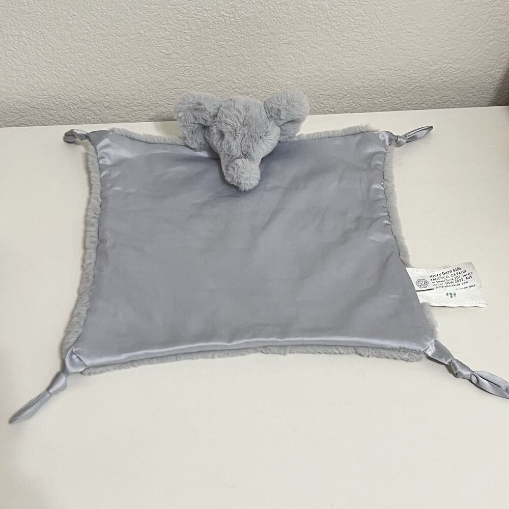 Pottery Barn Kids Elephant Thumbie Security Blanket Lovey Lovie Gray Knotted